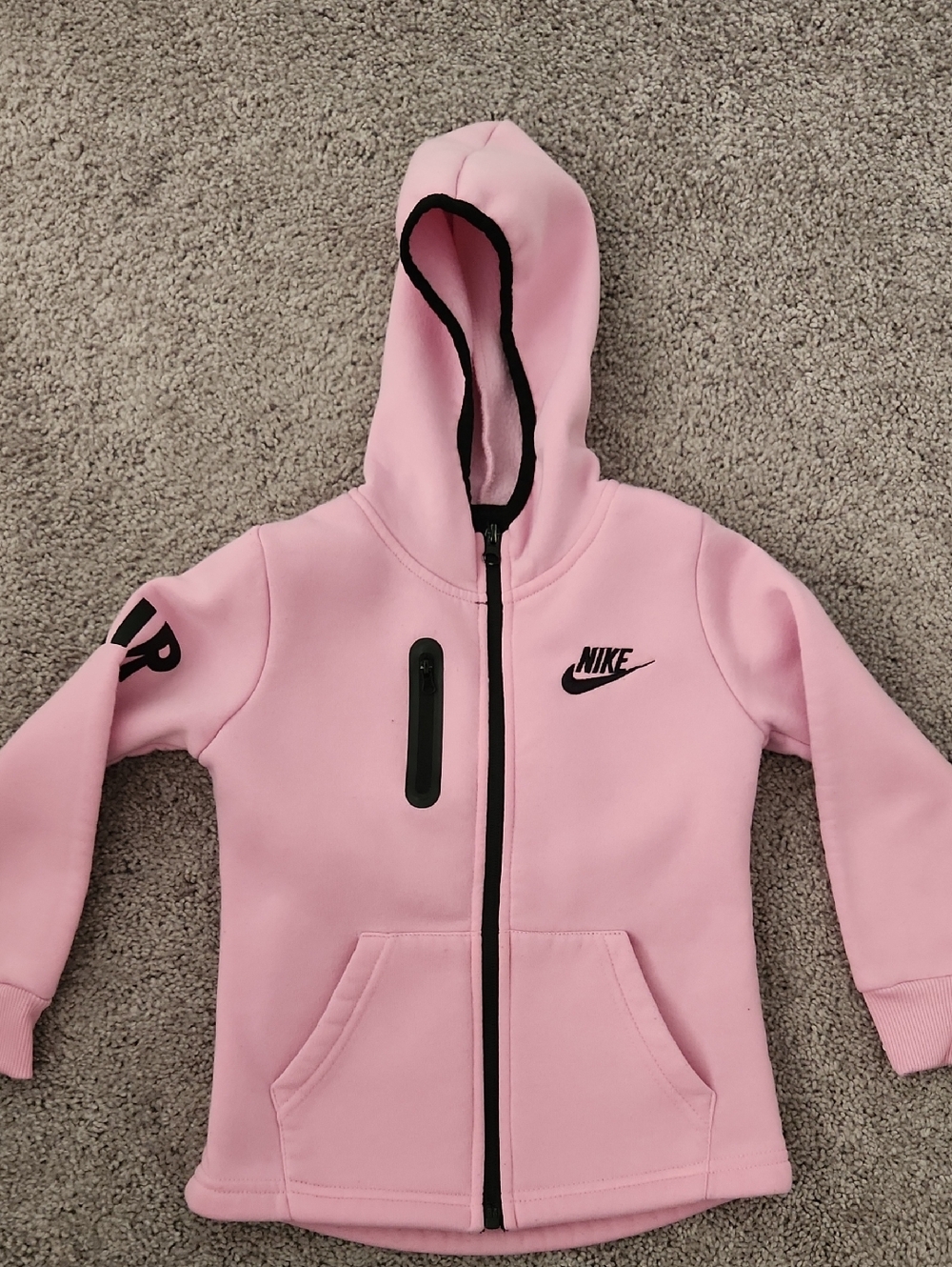 Nike Pink Hooded Zip Sweatshirt with Black Trim